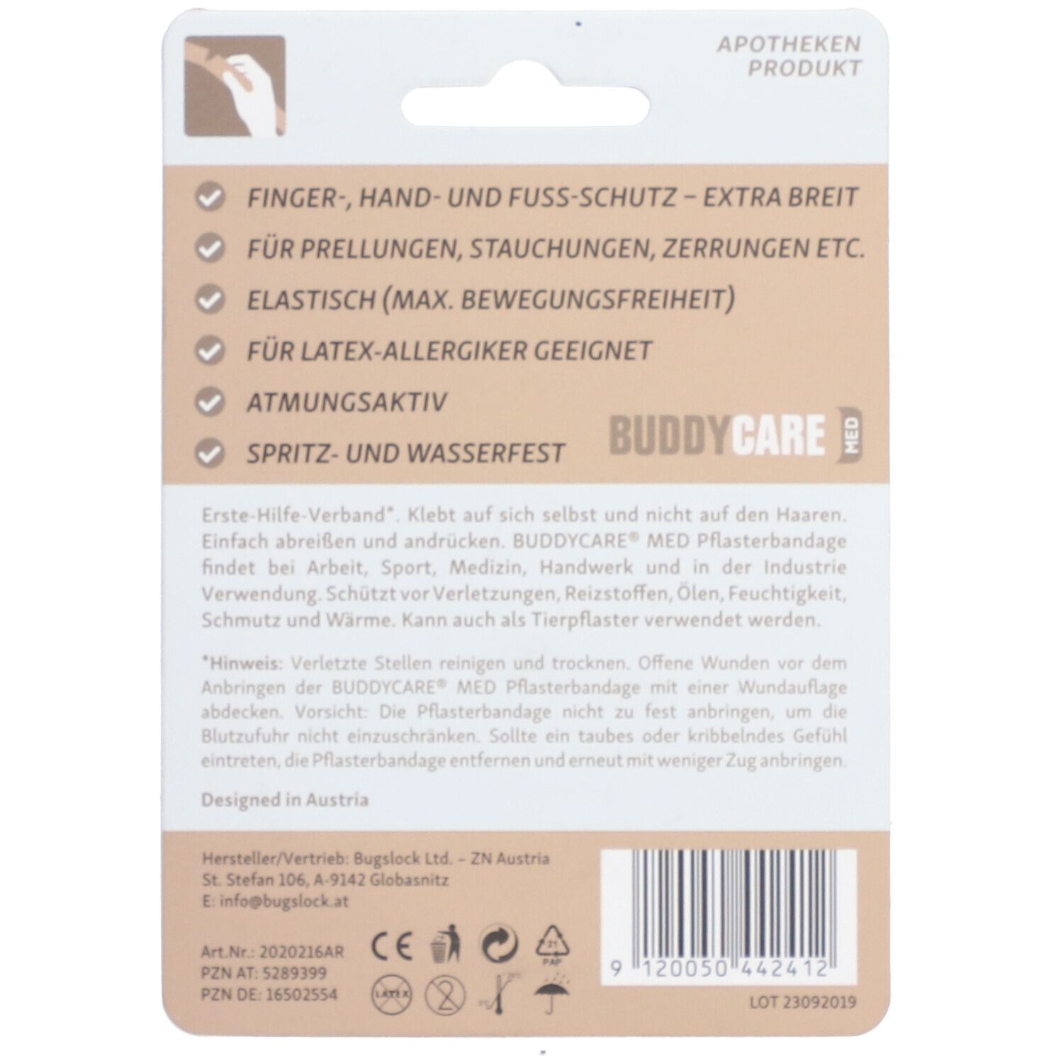BUDDYCARE® MED Pflasterbandagen HAUT - 5cmx4,5m Latexfrei
