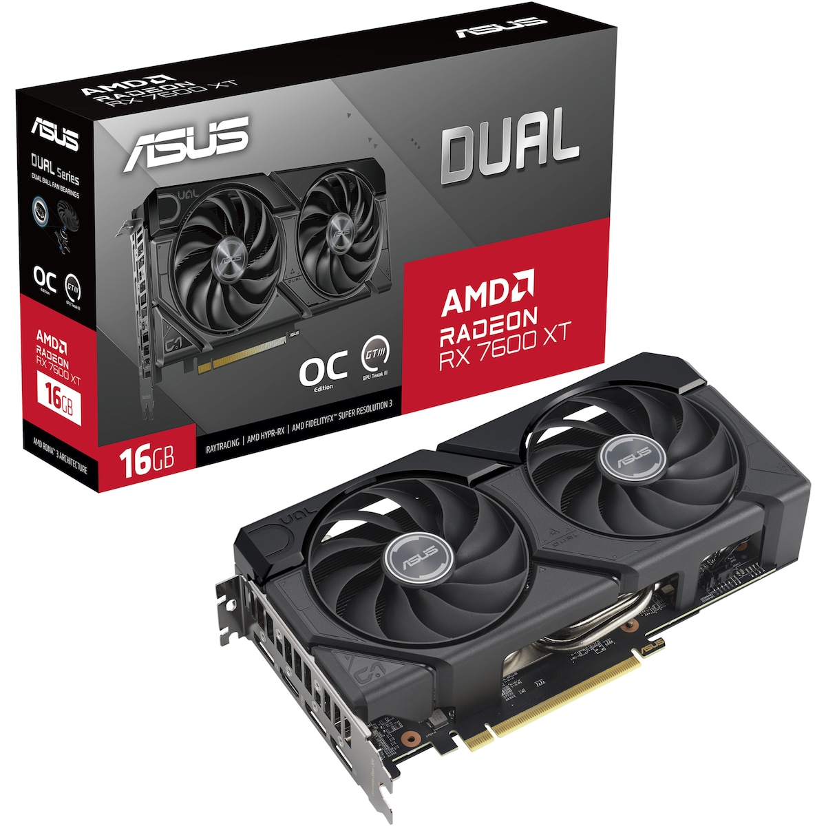 Asus Radeon RX7600 XT DUAL OC graphics card (16 GB GDDR6)