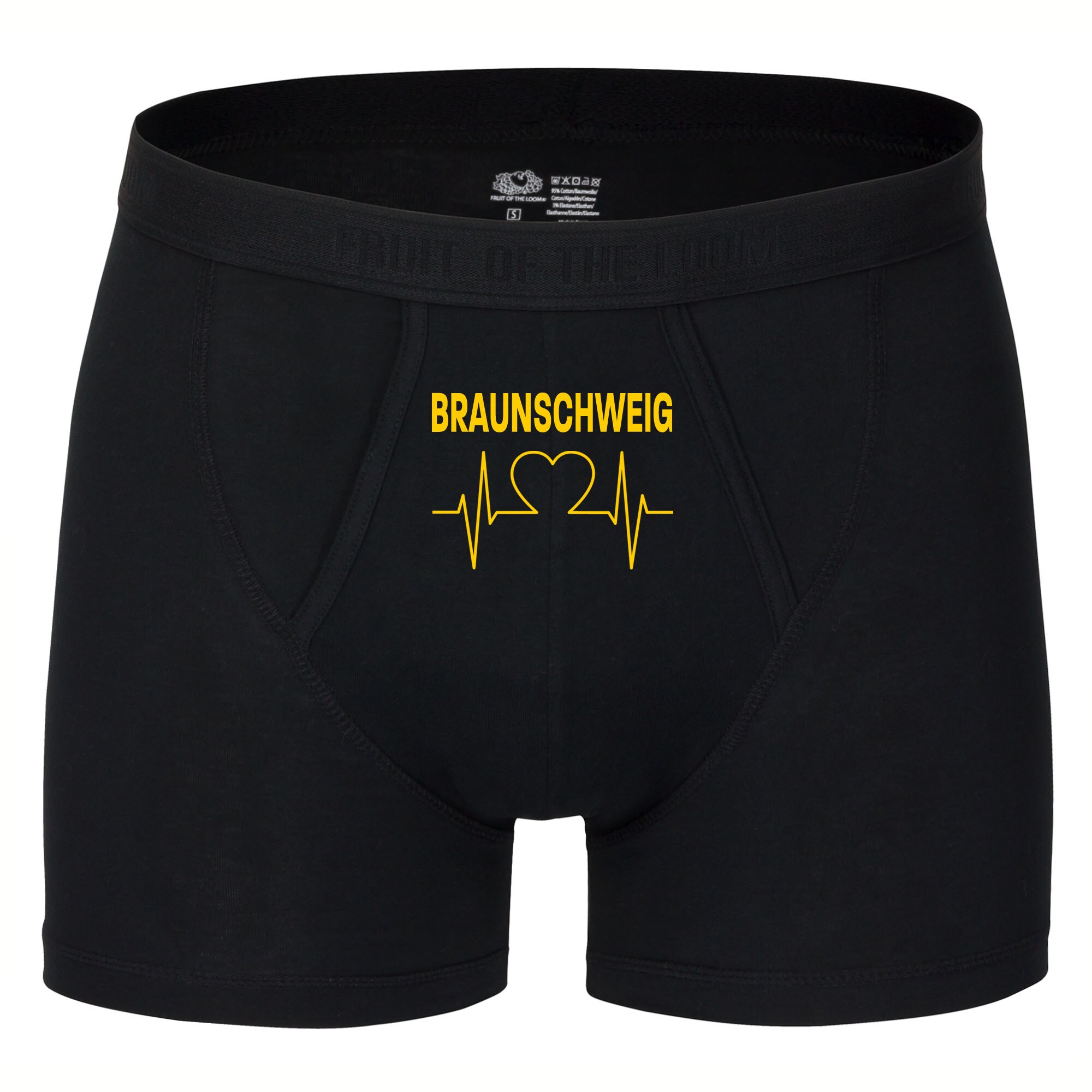 multifanshop® Herren Boxer Short - Braunschweig - Herzschlag - Druck gelb