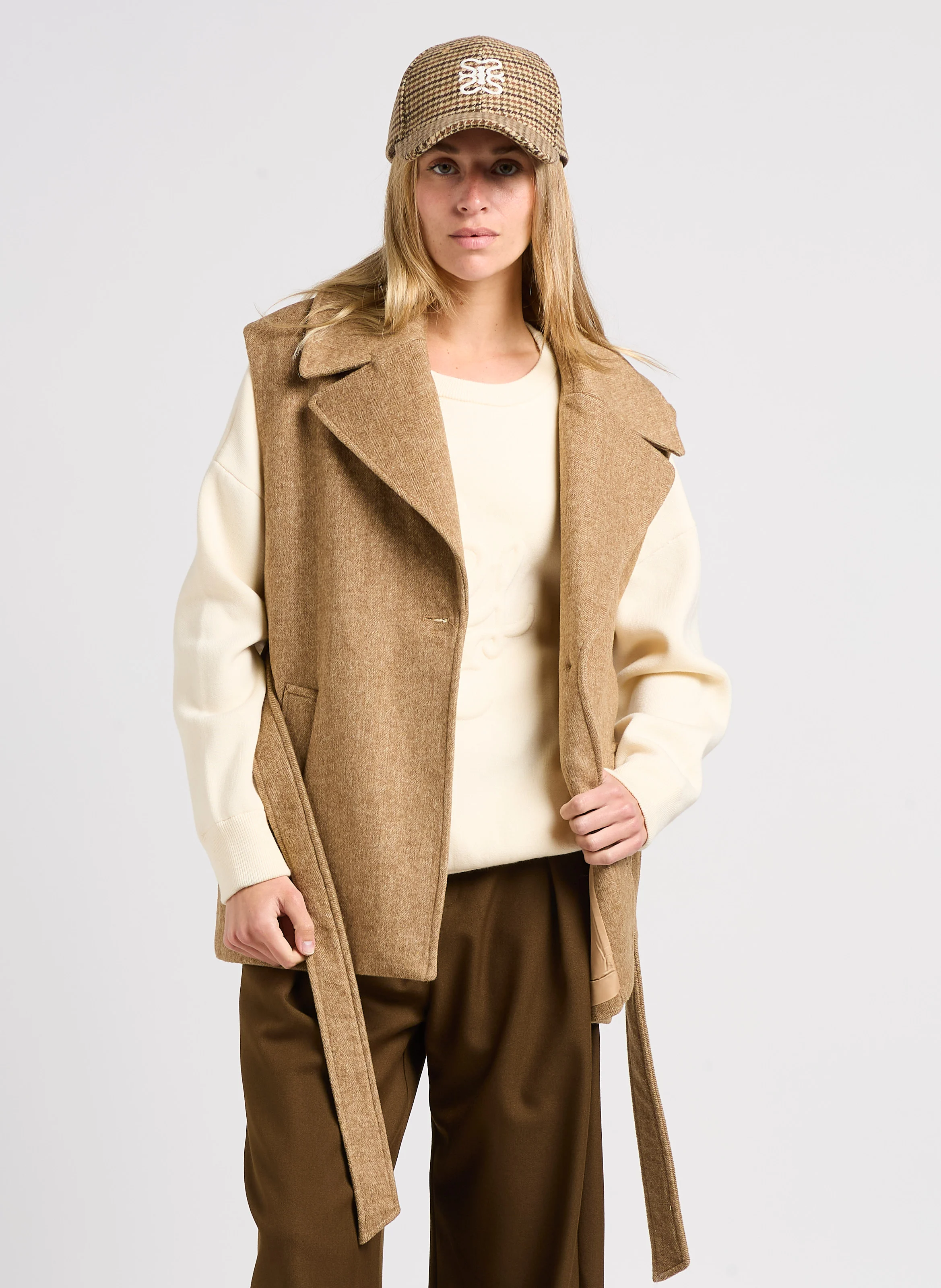 DIDA - Veste sans manches col tailleur | Marron