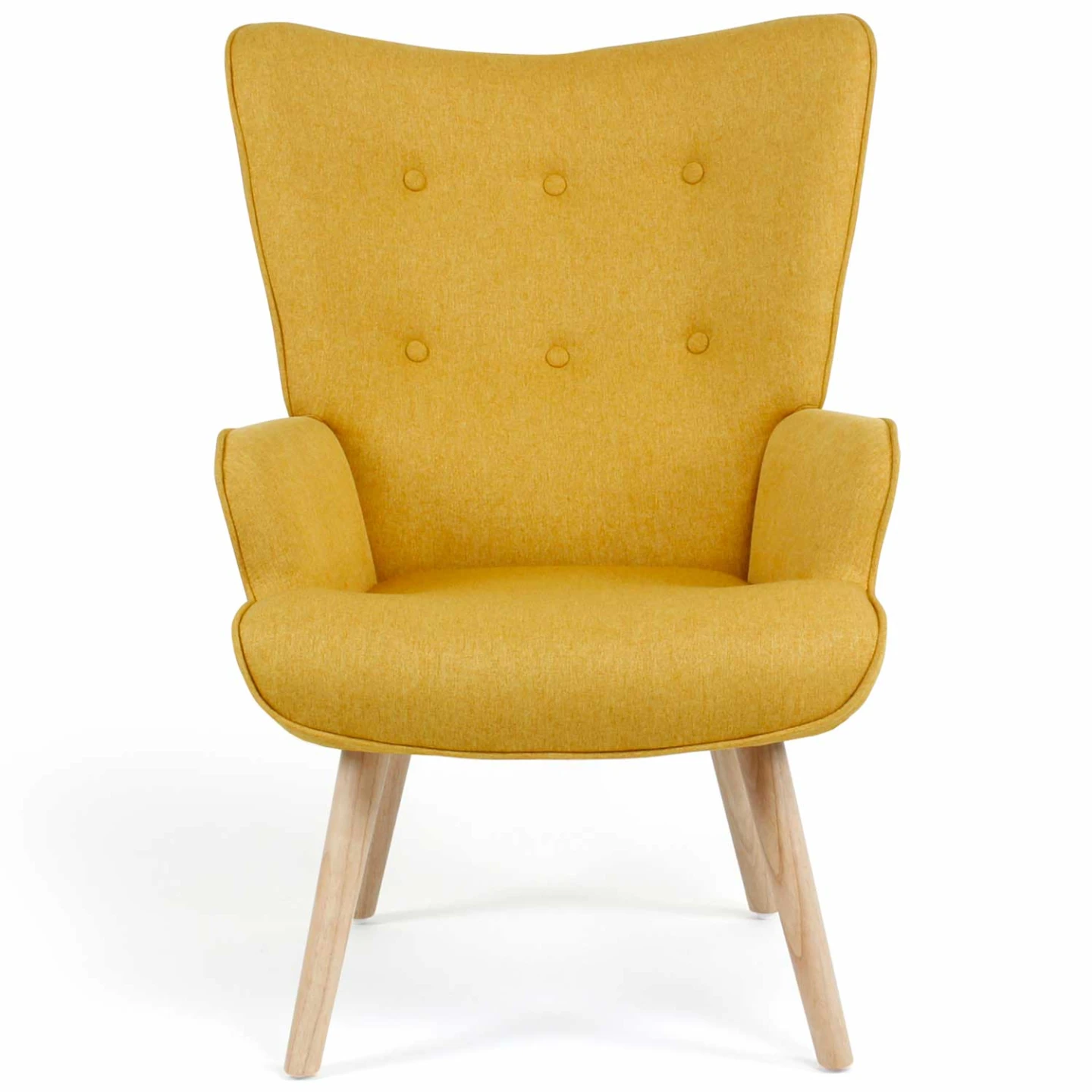 Fauteuil scandinave IVAR en tissu jaune