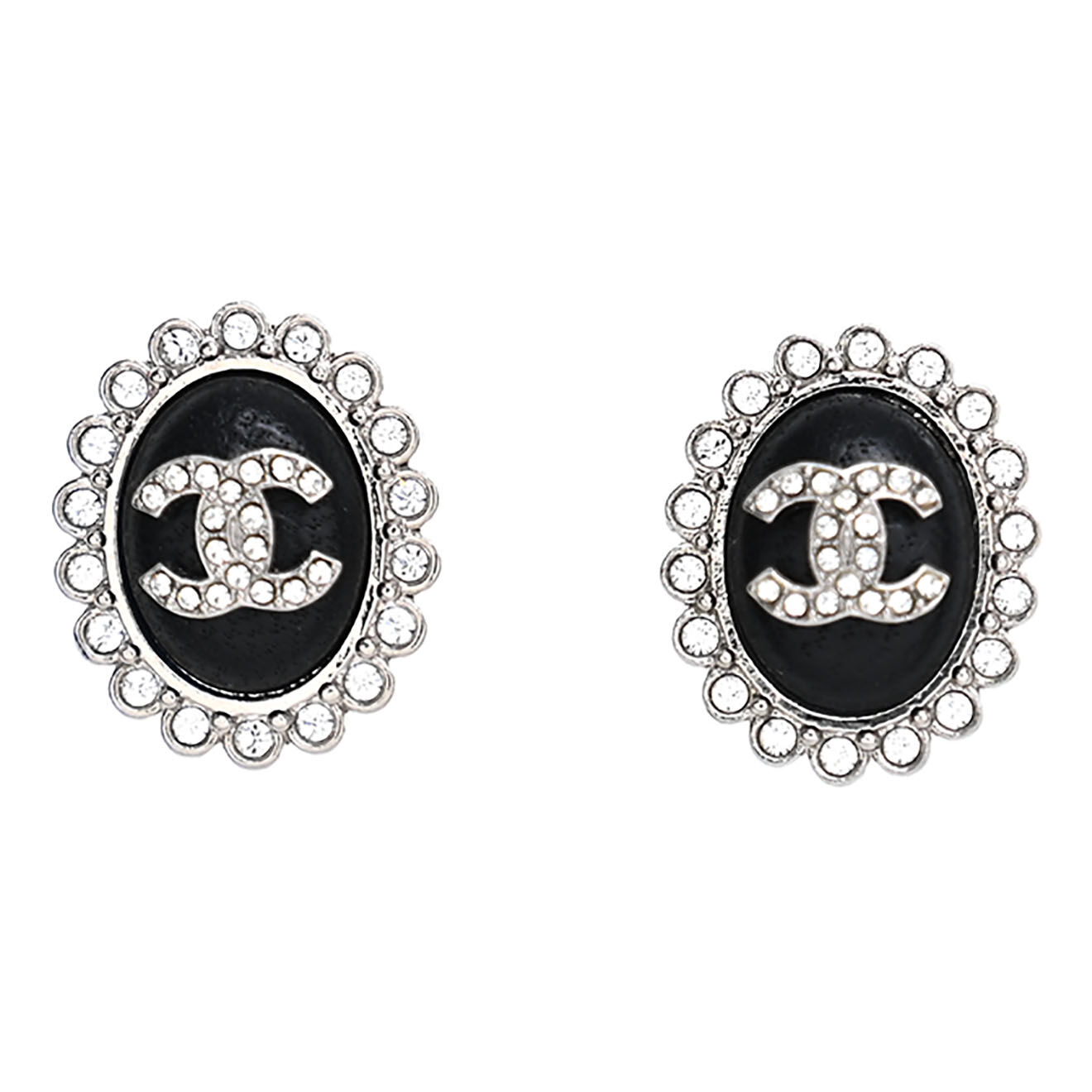 Chanel Boucles d'oreilles Strass noires - Neuf sans étiquette