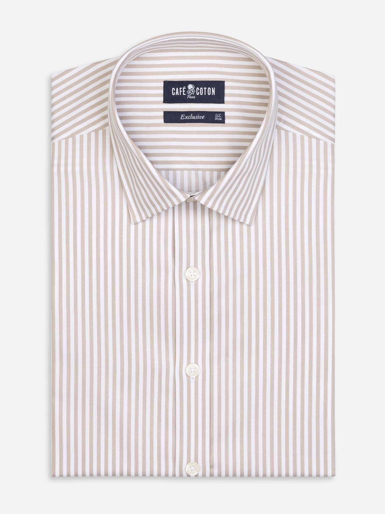 Chemise cintrée Barry à rayures sable - Petit col