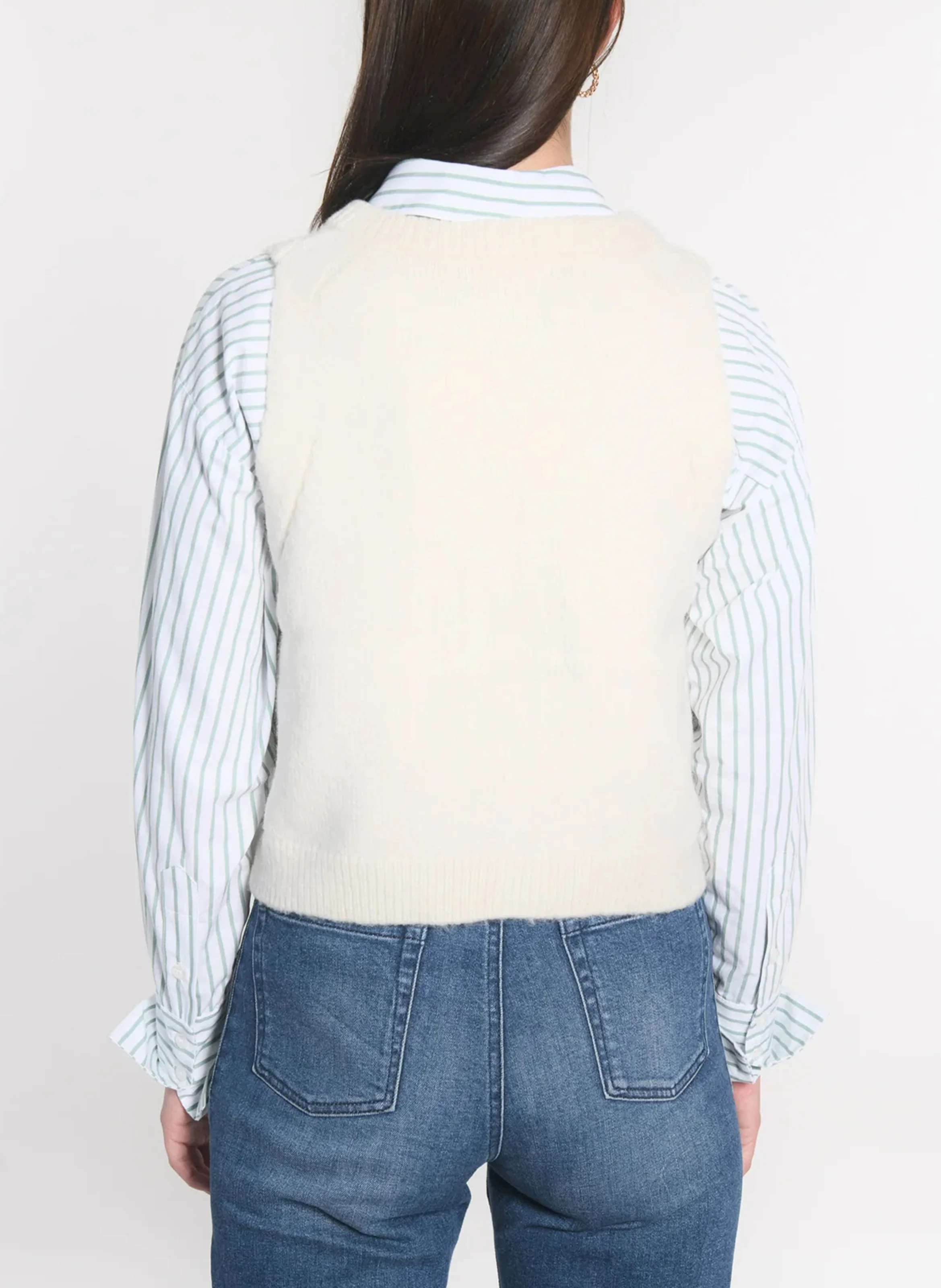 JOANA - Gilet sans manches boutonné | Blanc