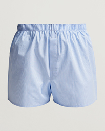 Sunspel Classic Woven Cotton Boxer Shorts Plain Blue