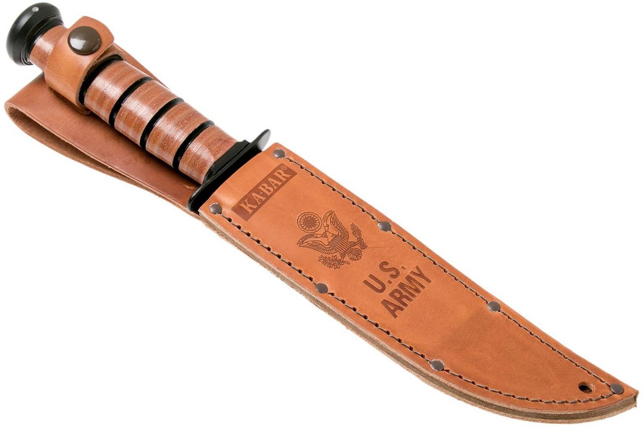 KA-BAR U.S. Army Knife 1220 vaststaand mes, lederen foedraal