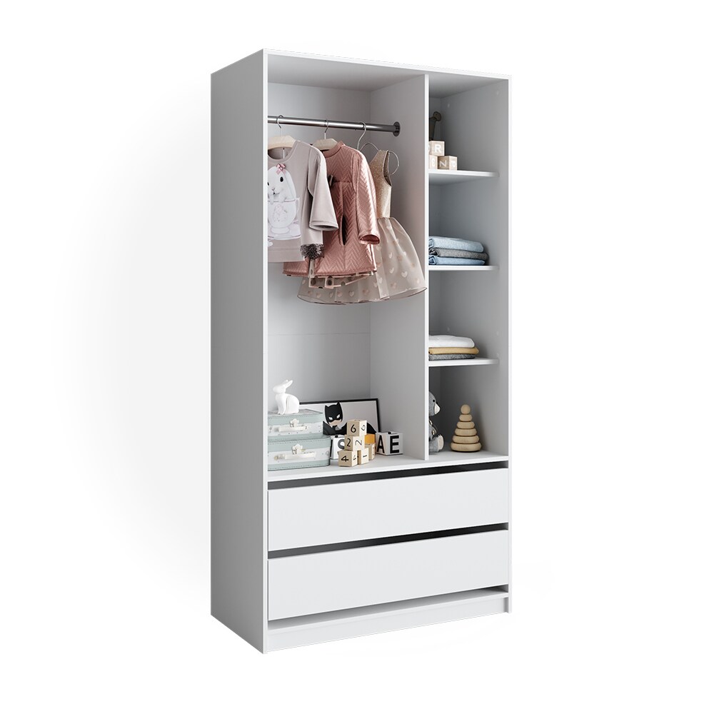 Vicco Kinderkleiderschrank Elmo 100 x 200 cm, Weiß, offen, Kinderzimmer, Garderobe