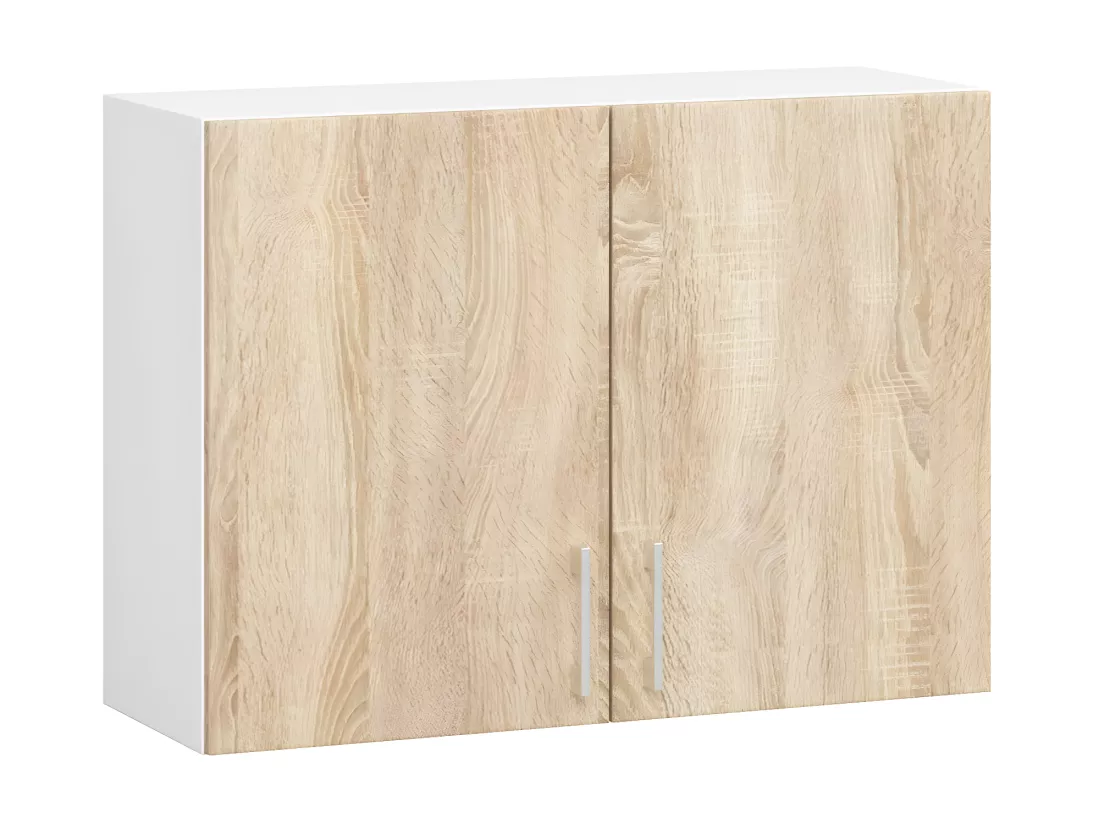Armoires de cuisine haute AKORD W80 LIMA Blanc 80 cm 2 portes façade Chêne Sonoma 2 étagères 80x30,5x58 cm