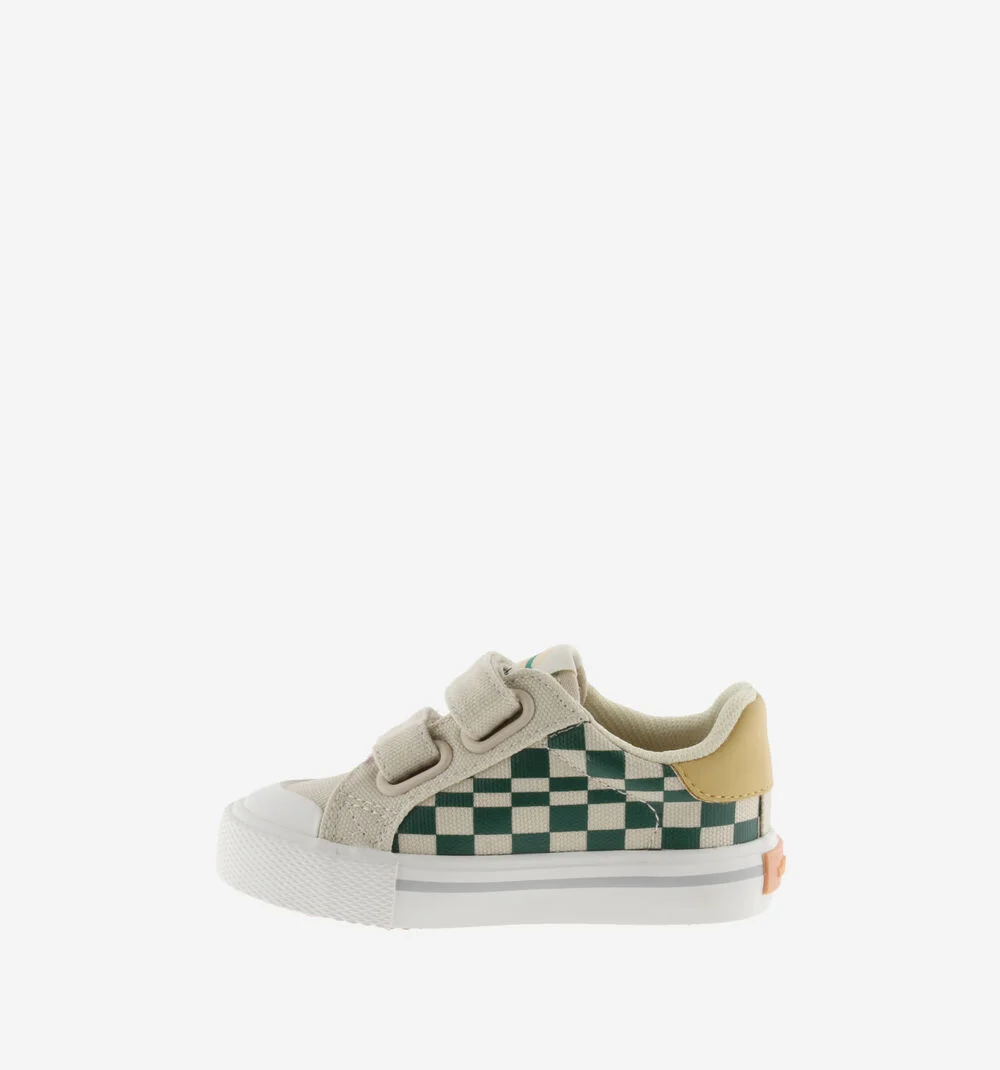 TRIBU BRIDES DAMIER Baskets pour enfant imprimé à carreaux VERDE