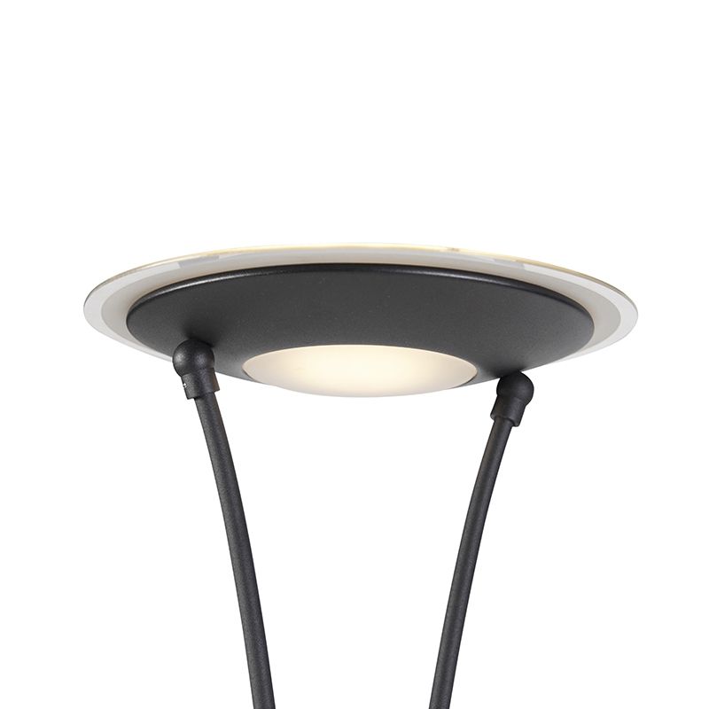 Vloerlamp zwart met leesarm incl. LED en USB-poort - Sevilla