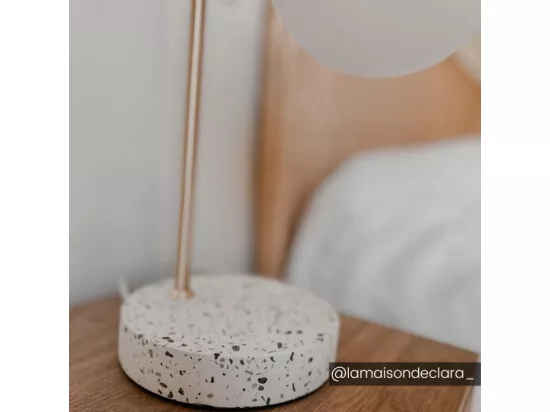 Lampe à poser style vintage - Socle en terrazzo - H. 38 cm - Doré - LULLABY
