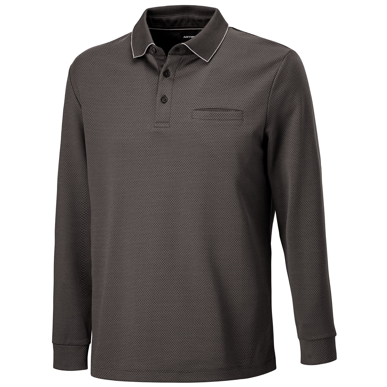 Herren Langarm-Poloshirt mit Brusttasche