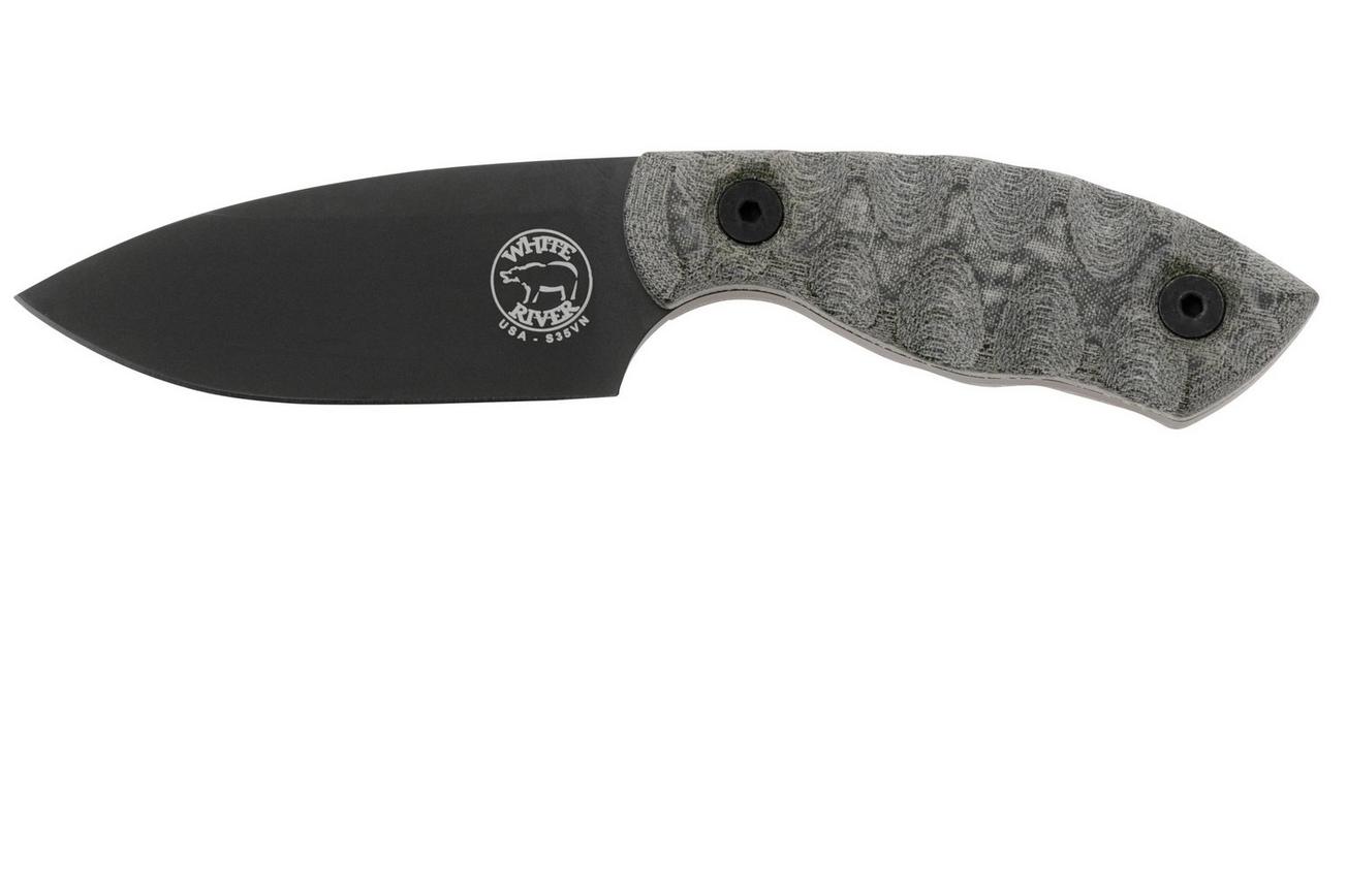 White River Knives GTI 3, Black CPM S35VN, Black Olive Micarta, vaststaand mes, Justin Gingrich design