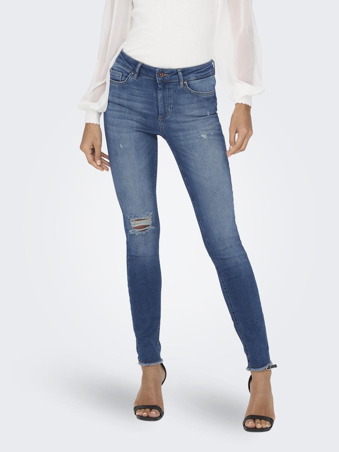 ONLBLUSH Mittlere Taille Skinny Fit Jeans Dark Medium Blue Denim