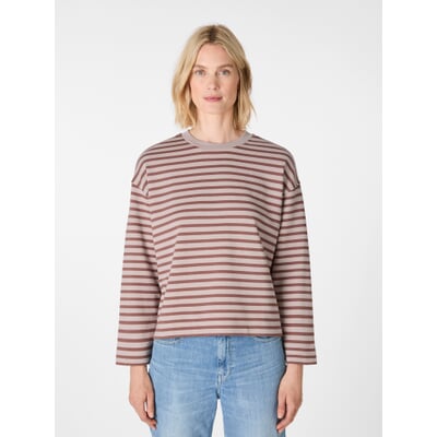 Damen-Sweatshirt gestreift, Rosé-Weinrot