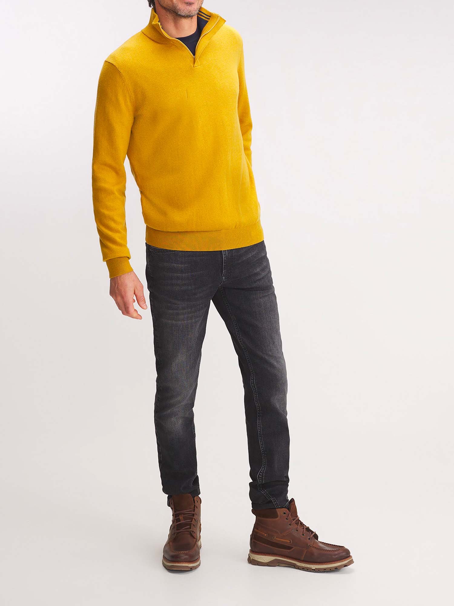 Pull Homme Col Camionneur Jaune
