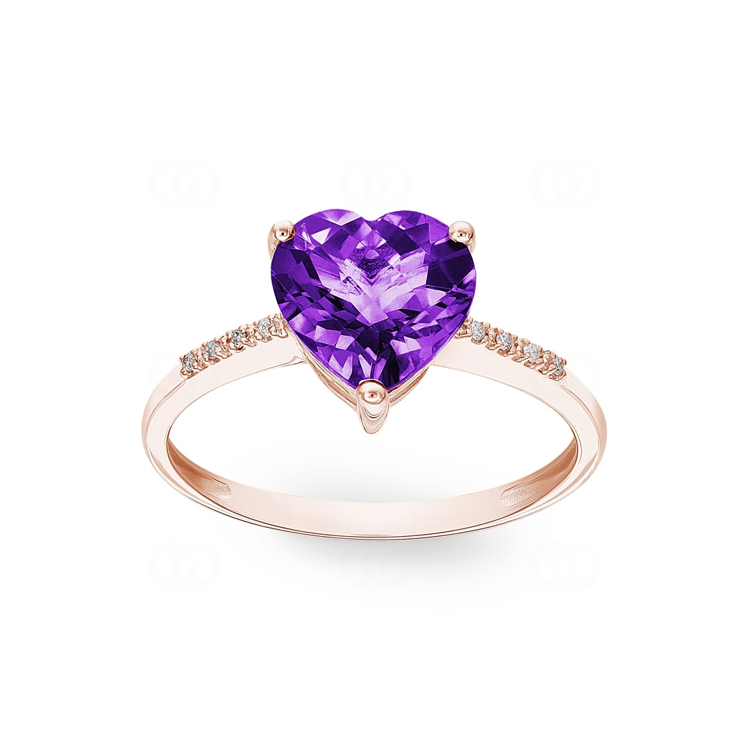 Ring 750/18 K Roségold mit Amethyst und Diamanten 0.02 ct H/si