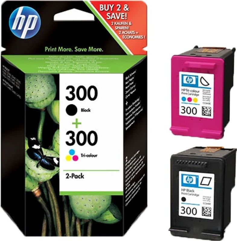 HP 300 2-pack Black/Tri-color Original Ink Cartridges inktcartridge 2 stuk(s) Origineel Normaal rendement Zwart, Cyaan, Magenta, Geel