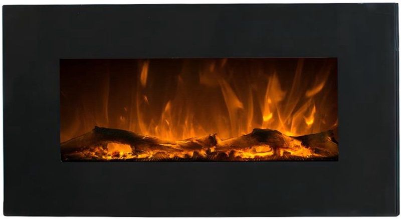 Vente-unique - CHANDELA - Elektrische Sfeerhaard - Zwart - L84 x D14 x H45 cm
