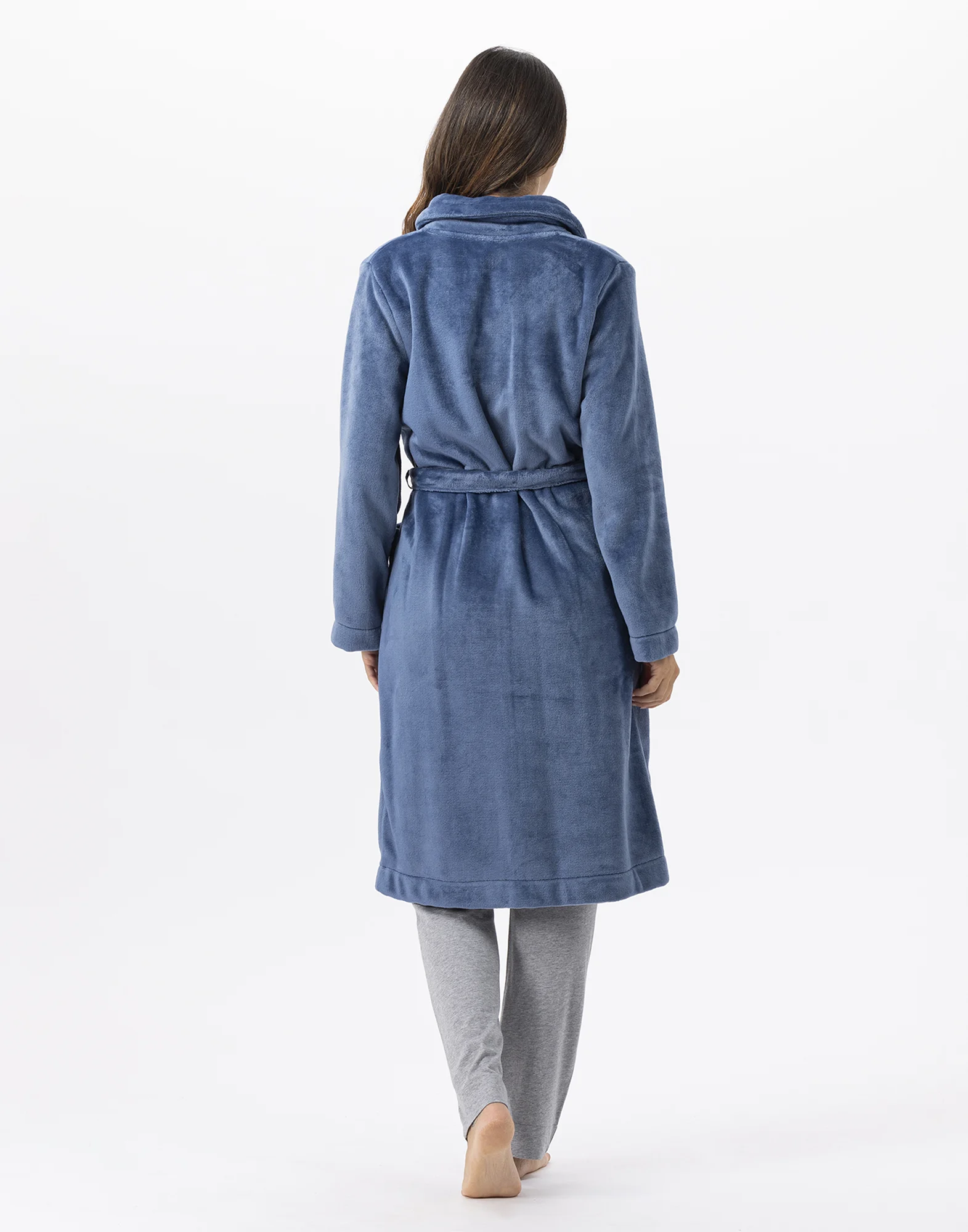 ESSENTIEL H51B - Robe de chambre en peluche flanelle | Bleu