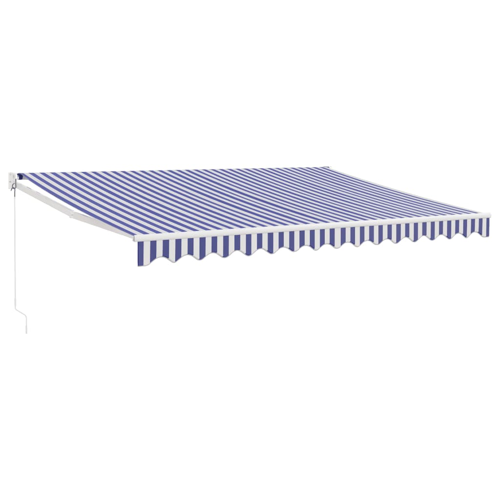 Auvent rétractable bleu et blanc 4x3 m tissu et aluminium