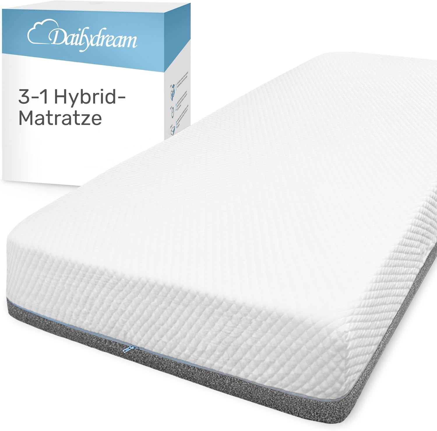 Dailydream 3in1 Matratze | Hybrid Taschenfederkern, Kaltschaum und Memory Foam | atmungsaktiv & anpassungsfähig | 90x200x26cm