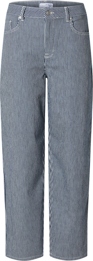 Selected Femme SLFBELLA-MYRA HW STRIPE BARREL JEAN Blå