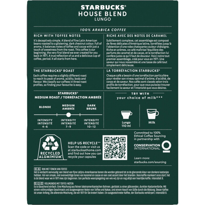 Starbucks Nespresso house blend lungo capsules