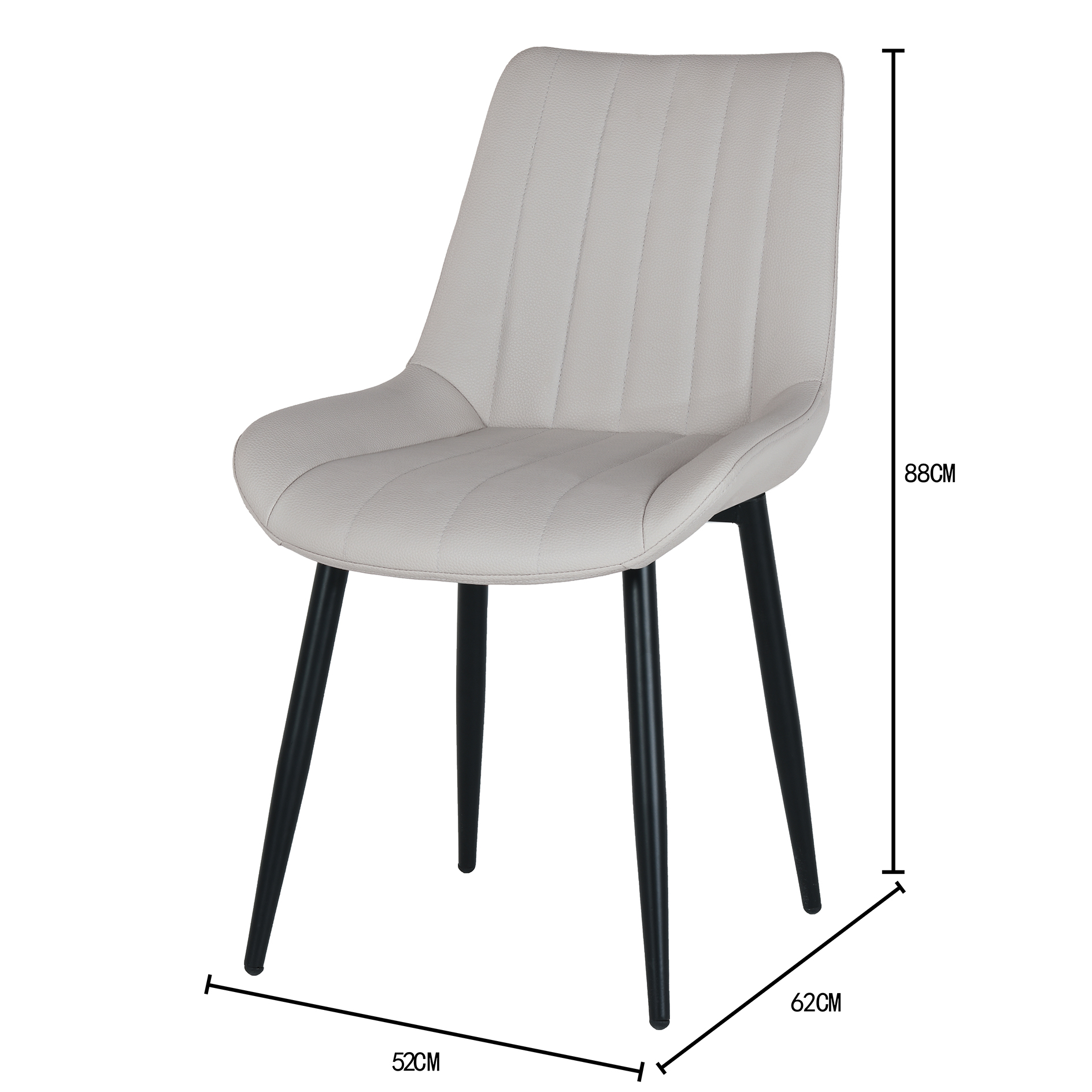 Polsterstuhl - hellgrau - 88 cm