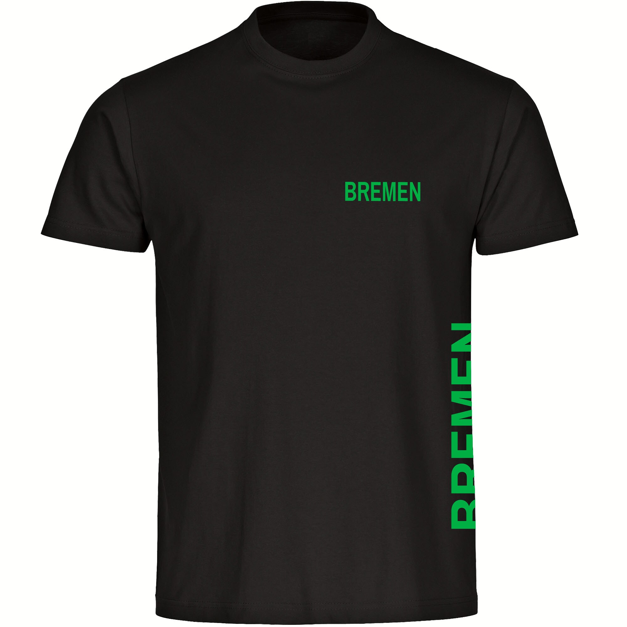 multifanshop® Kinder T-Shirt - Bremen - Brust & Seite - Druck grün