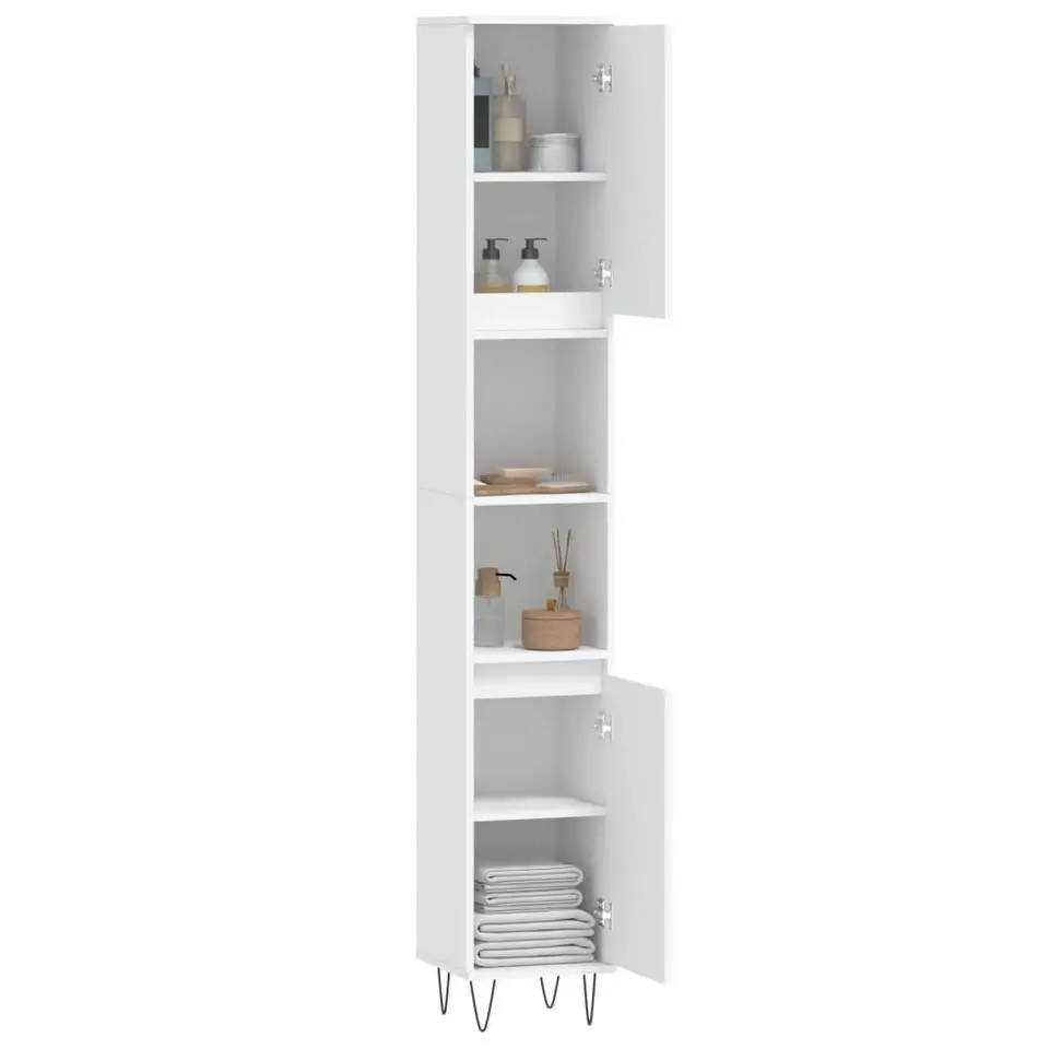vidaXL - Kolomkast met 2 deuren - Wit - Bewerkt hout en ijzer - 30x30x190 cm
