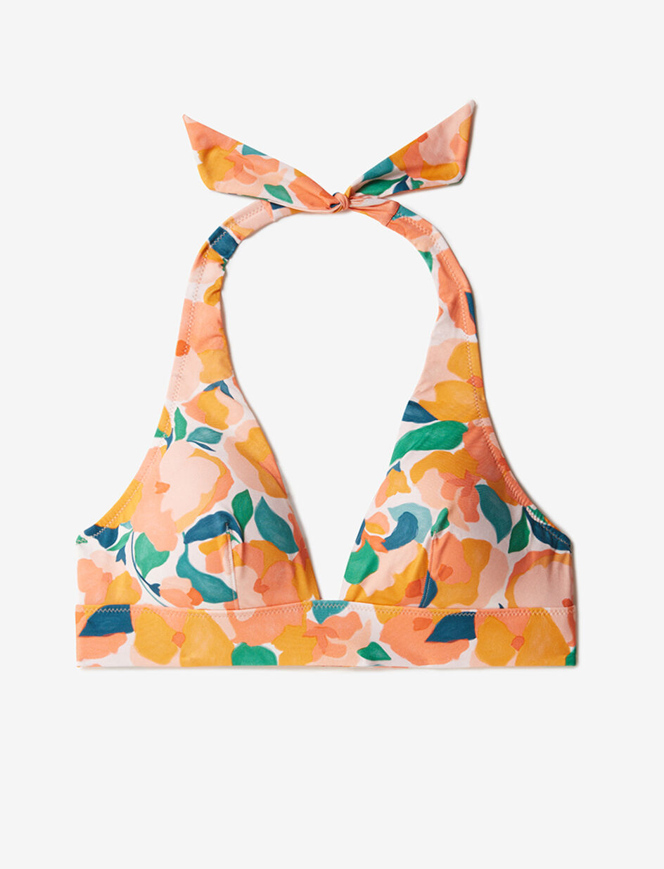 Haut de maillot de bain triangle sans armatures paddé - pivoine orange clair