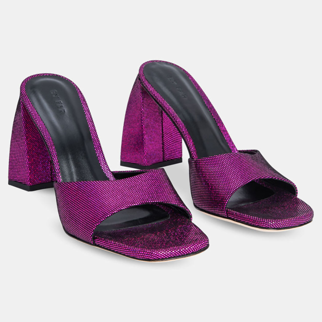 By Far Mules en Cuir disco Michele violette - Talon 10 cm