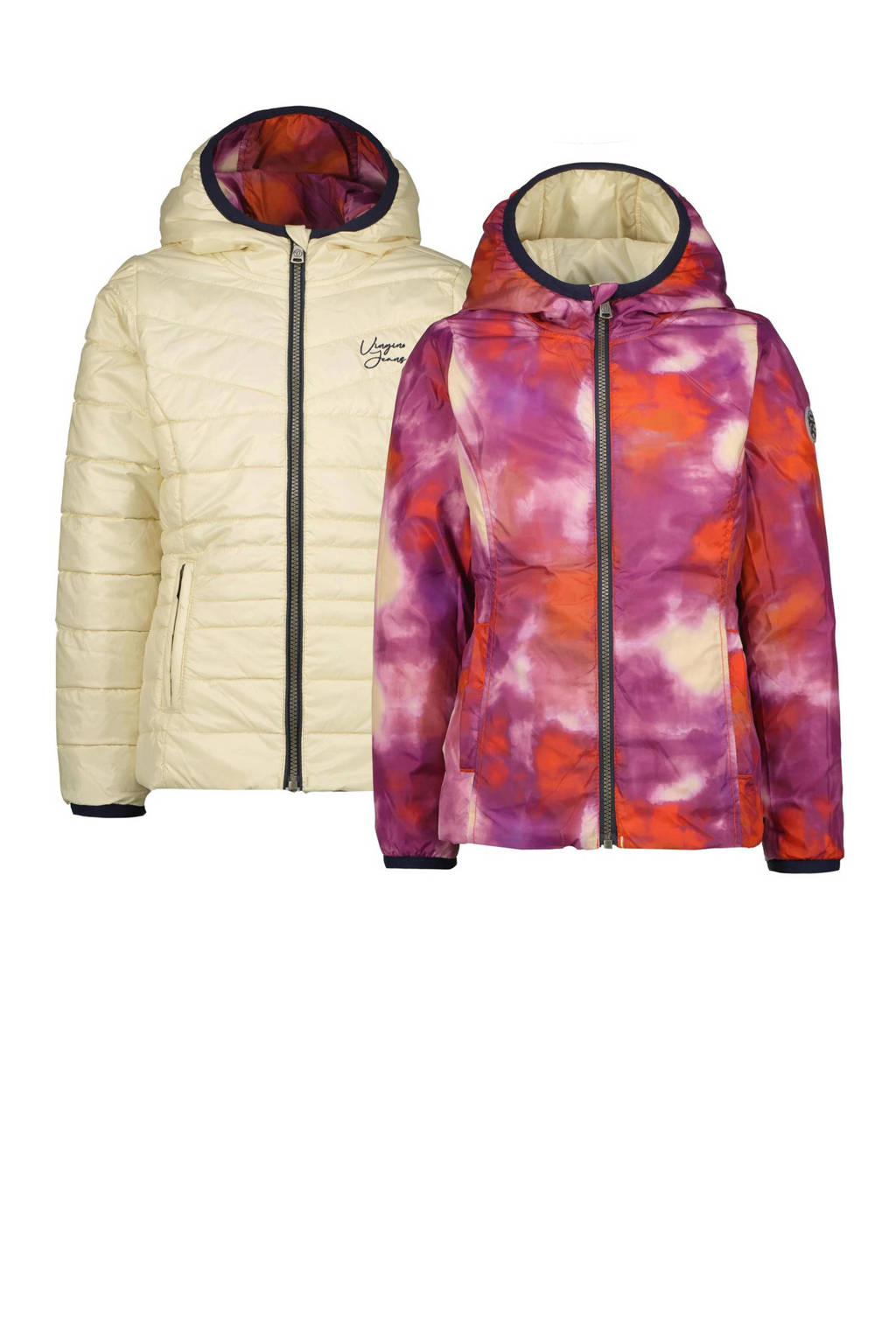 Vingino reversible zomerjas Tijnja met all over print beige/paars