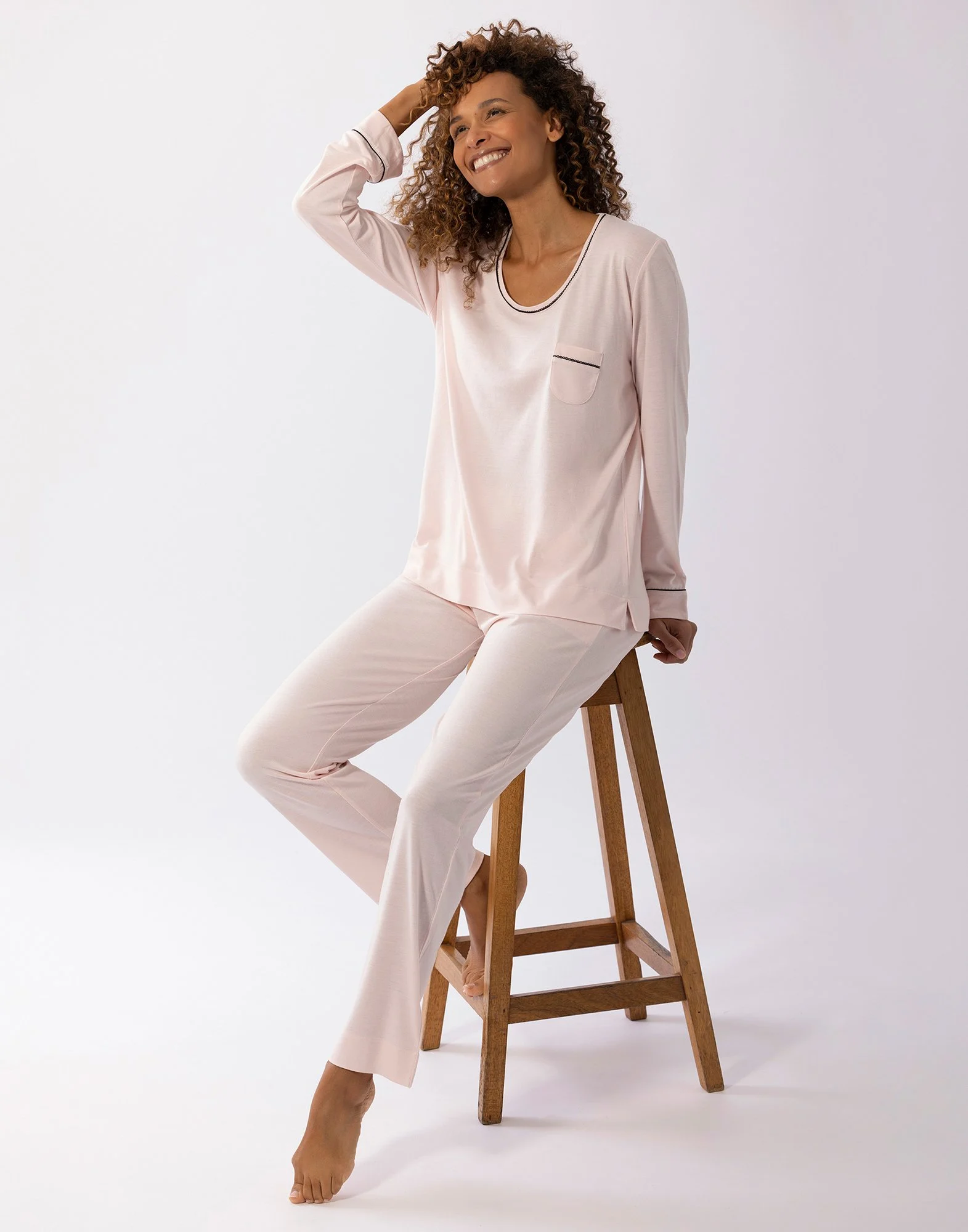 INTEMP A02 - Pyjama en coton modal | Rose