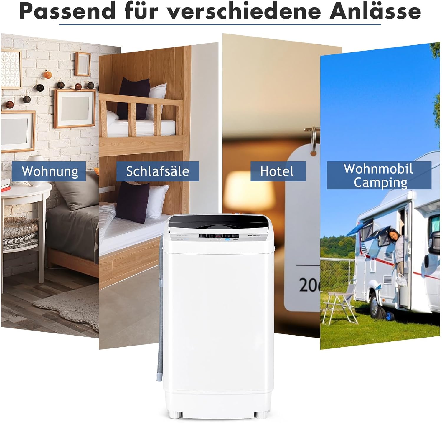 COSTWAY Waschmaschine 4,5KG, Toplader Waschvollautomat mit Pump, Schleuder, Display, Mini-Waschmaschine 310W/ 50×50×85cm klein für Appartement, Wohnmobil