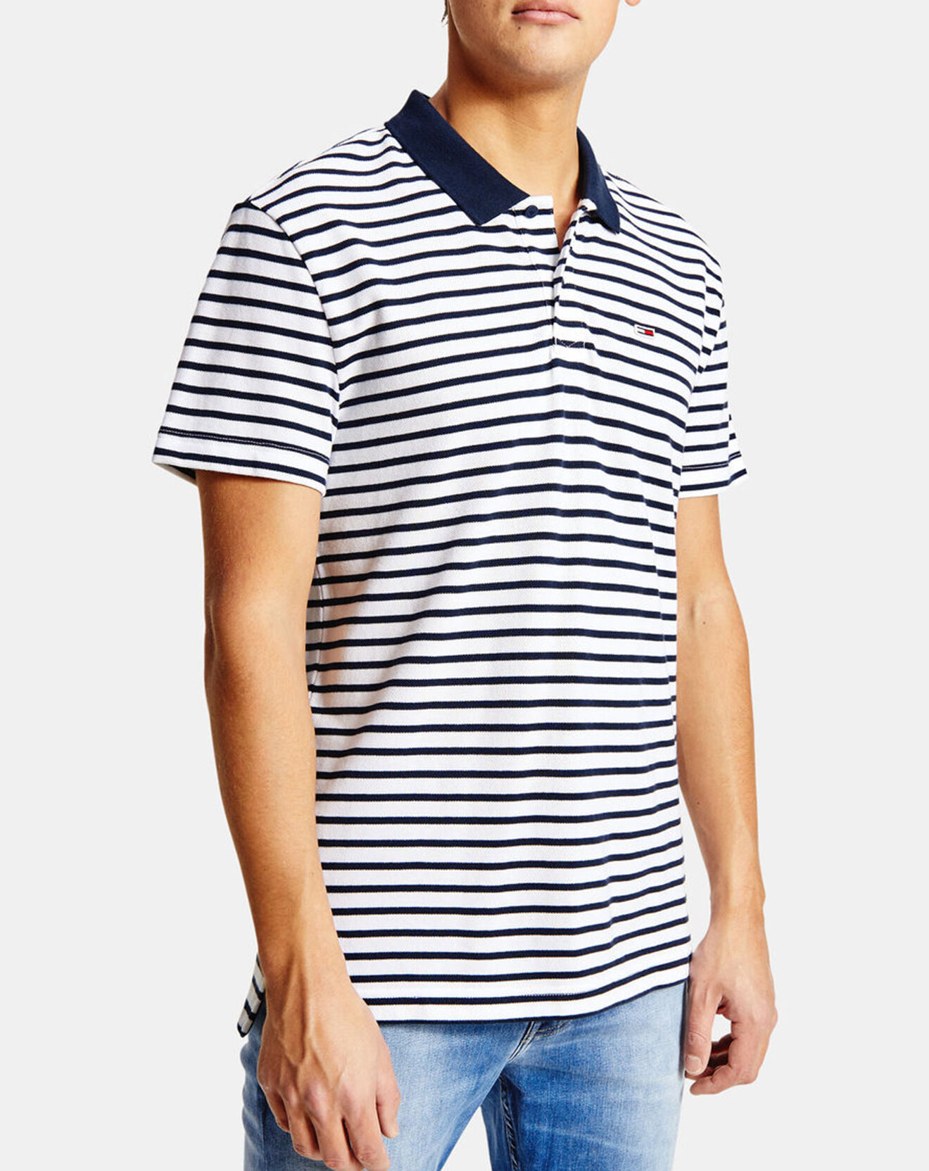 Tommy Jeans Polo Classic Easy rayé bleu/blanc