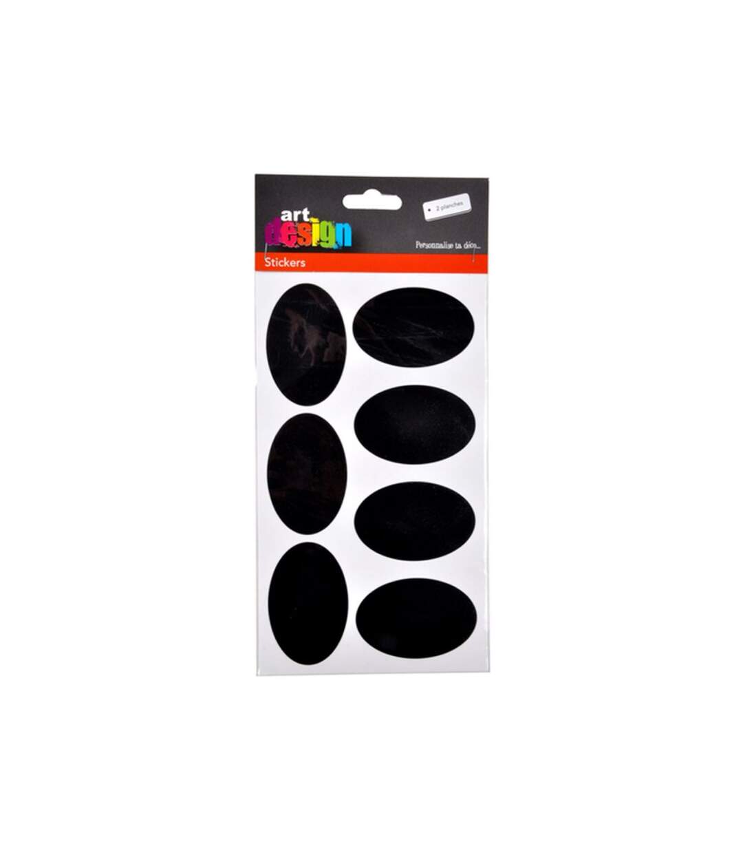 Paris Prix - Lot De 14 Stickers Ardoise ovale 12x21cm Noir