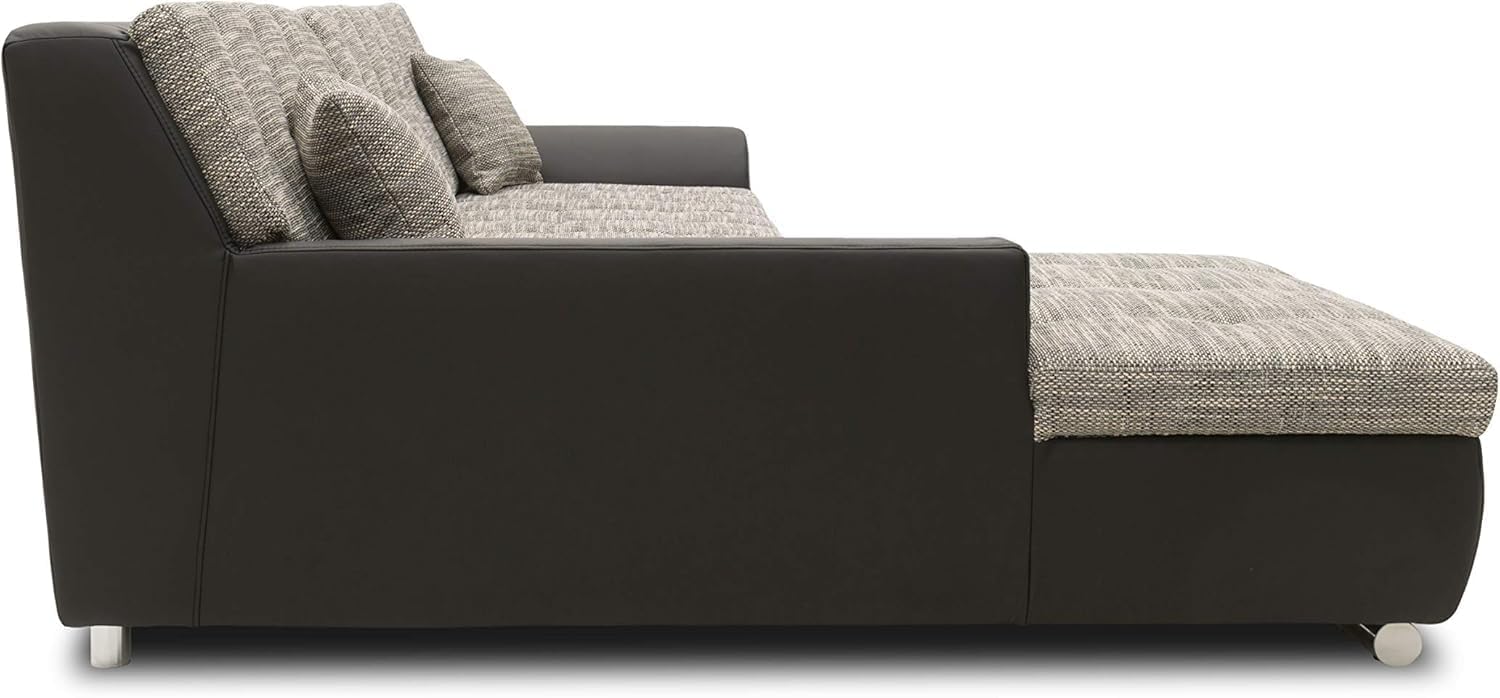 DOMO. collection Ecksofa Treviso, Sofa in L-Form aus Kunstleder und Webstoff, Eckcouch, Couch, Polsterecke, 267 x 178 x 83 cm (BxTxH), grau/schwarz