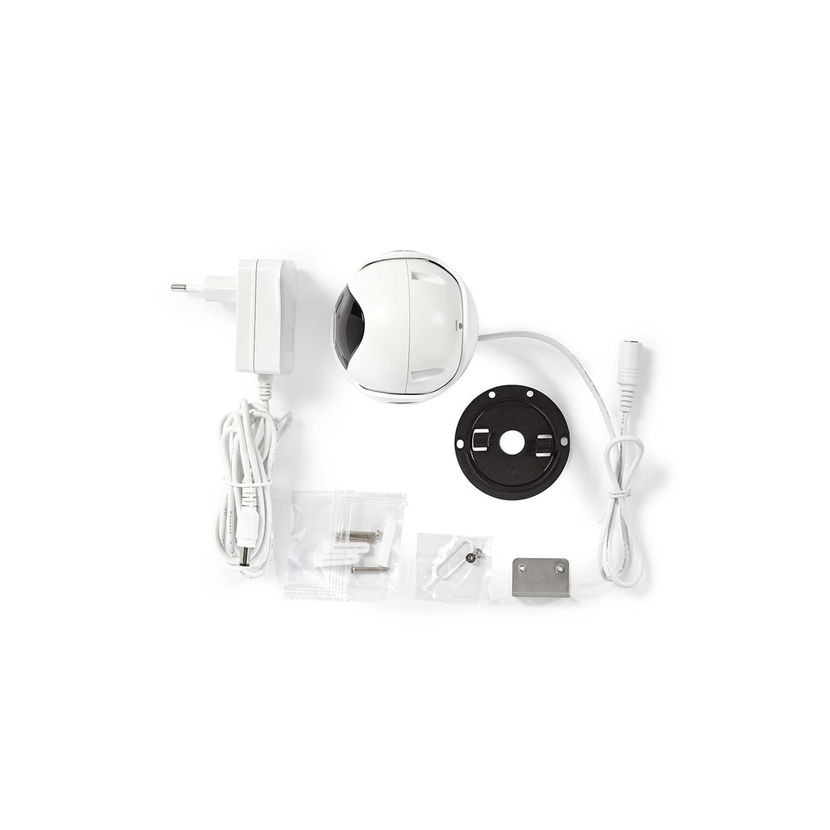 Nedis SmartLife Utendørs kamera | Wi-Fi | Full HD 1080p | Panorering og vipping | IP65 | Cloud Storage (valgfritt) / Internt 16GB | 12 V DC | Med bevegelses sensor | Nattsyn | Hvit