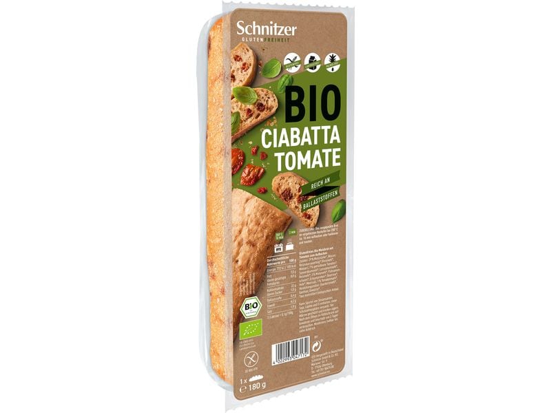 Schnitzer Brot Bio Ciabatta Tomate 180 g Glutenfreies Maisbrot mit Tomaten zum Aufbacken