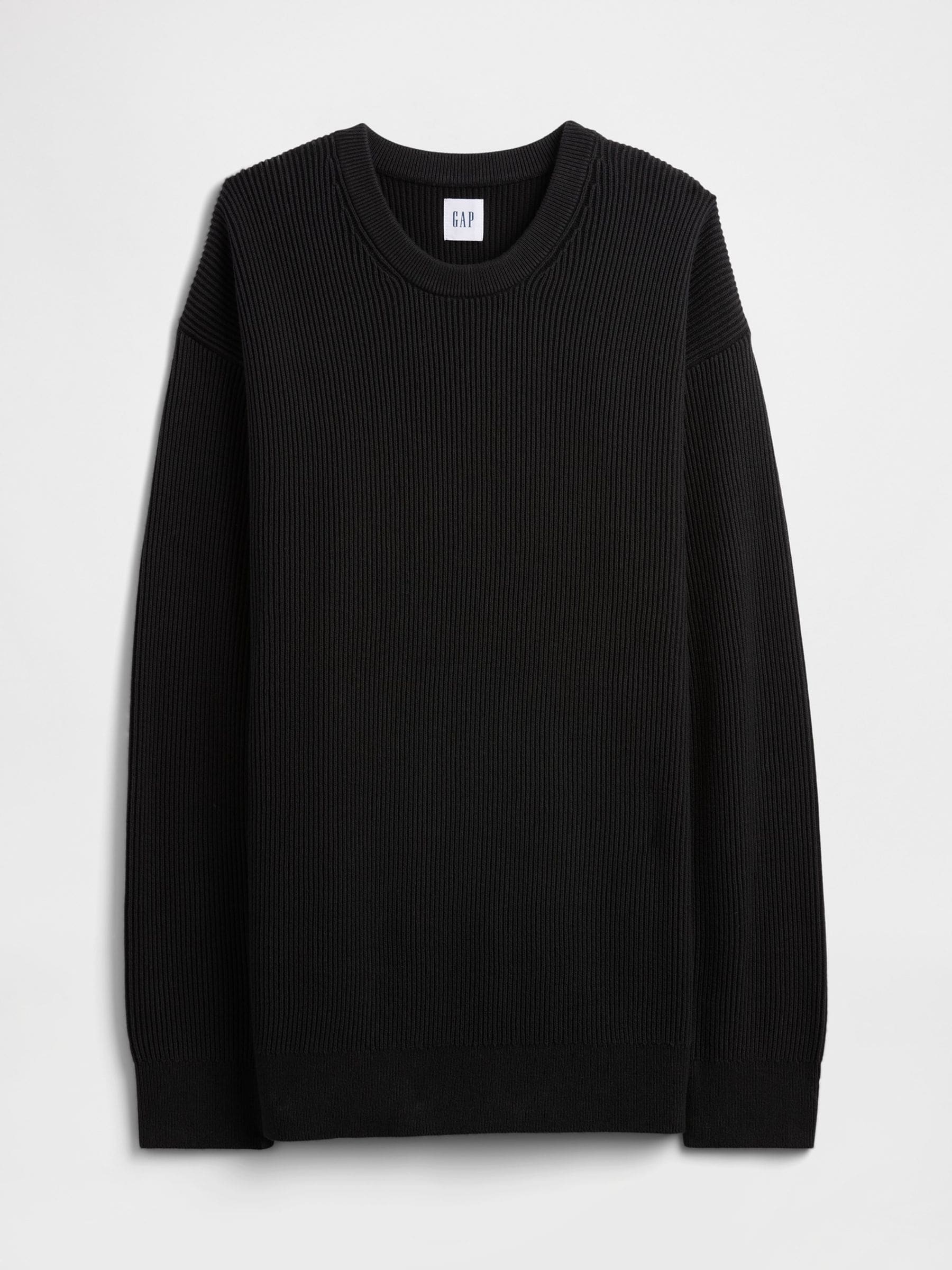 Zwart - Gap Oversized Fisherman Stitch Crew Neck Jumper