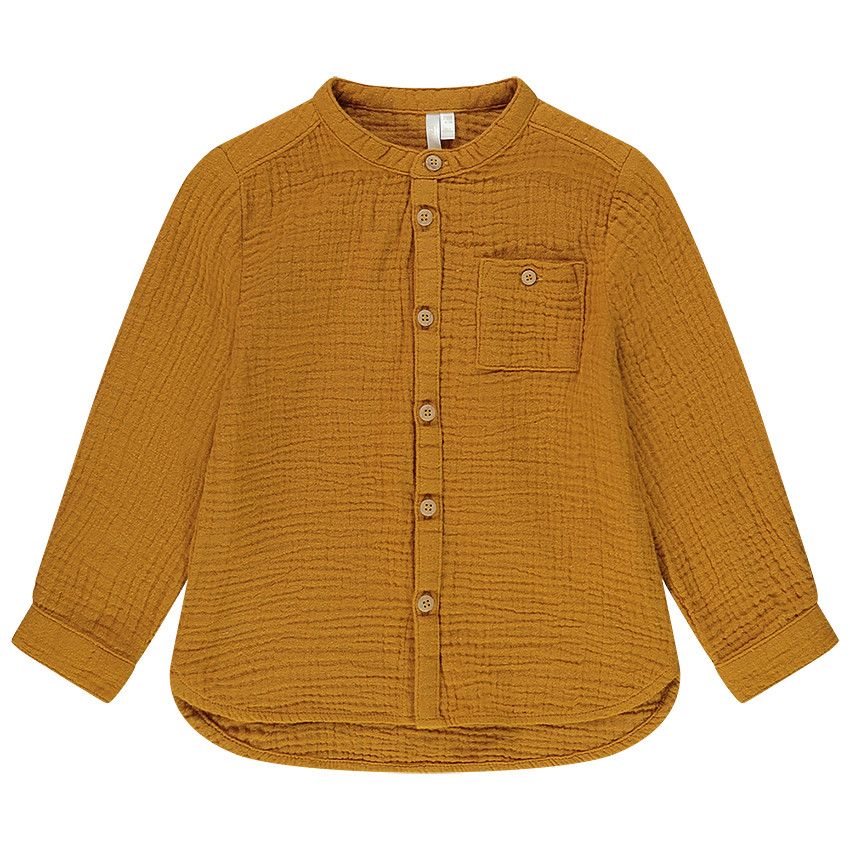 Chemise manches longues en tetra pour bébé garçon - Moutarde
