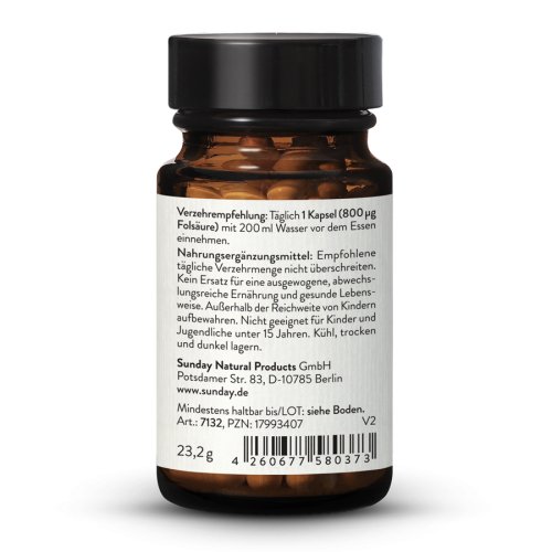 Sunday Natural Products  FOLSÄURE (FOLAT) Kapseln800µg