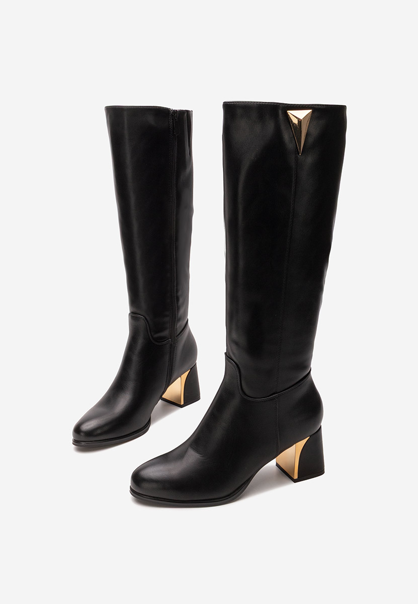 Bottes à talon carré noires Softina