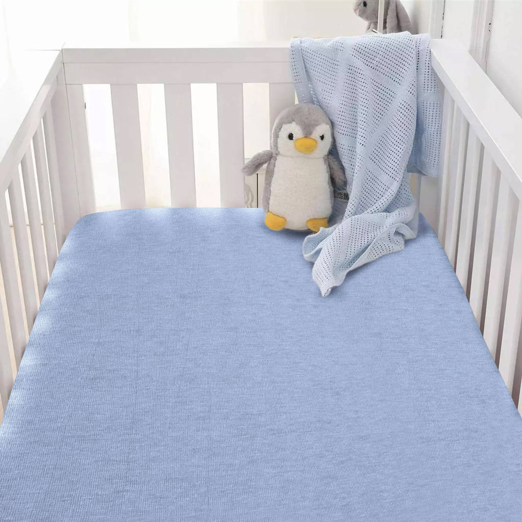 ledikant hoeslaken jersey 60x120 lichtblauw