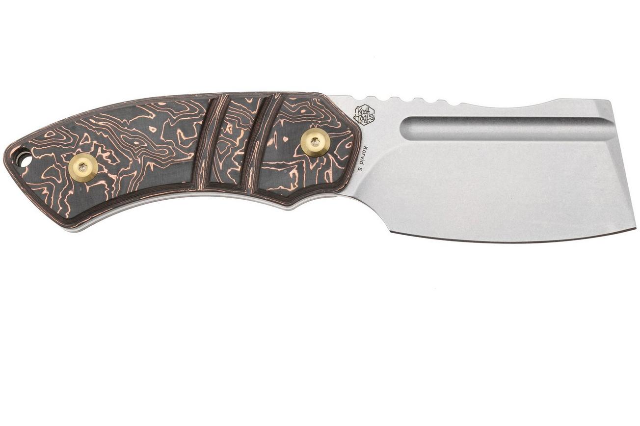 Kansept Korvid S G2030A7 Stonewashed CPM S35VN, Copper Carbon Fiber, vaststaand mes, Justin Koch design