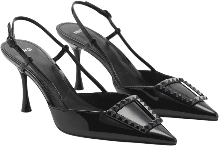 MANGO Patent leather slingback-heeled sho Black