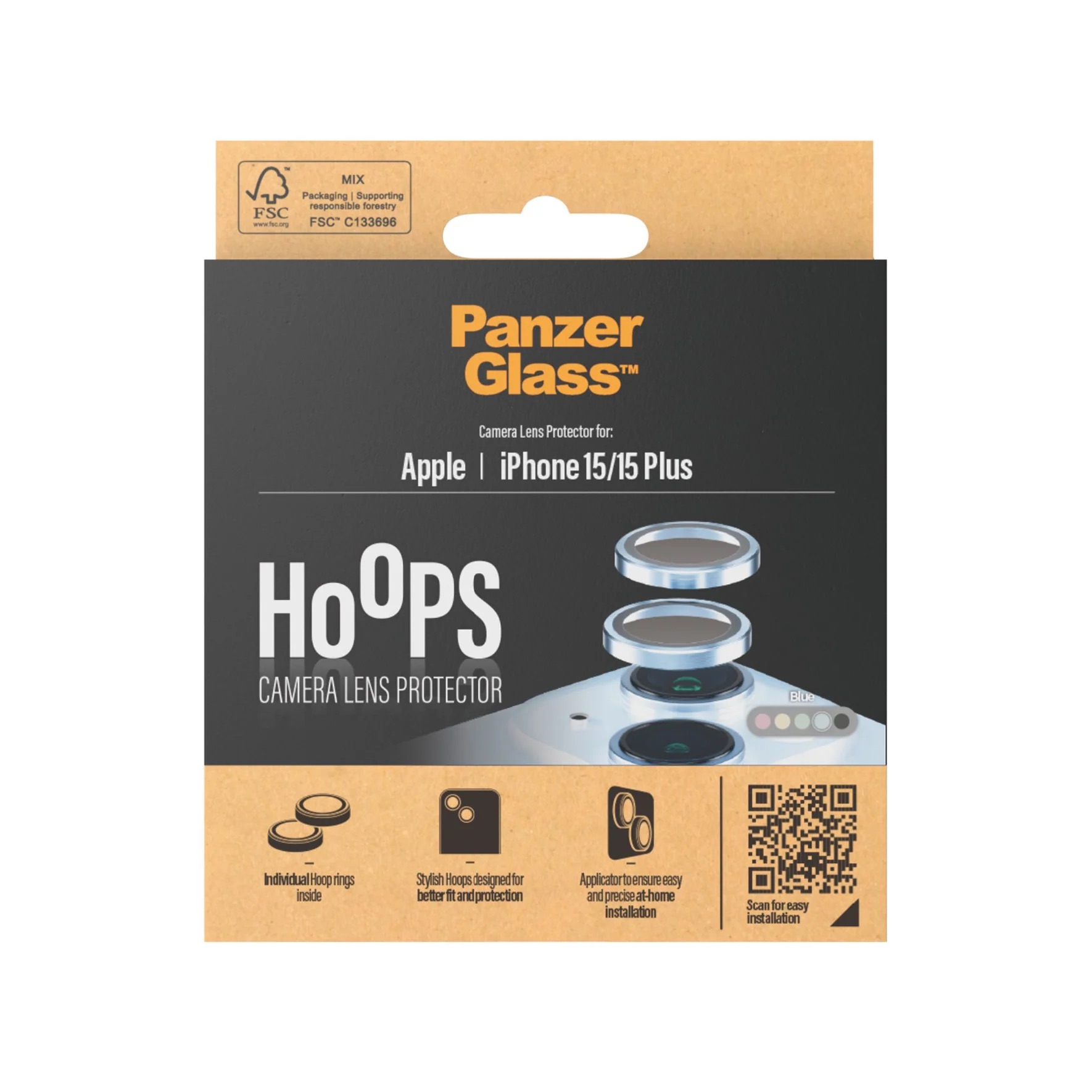 Hoops iPhone 15 / iPhone 15 Plus Kameraschutz Objektiv Ring Protector Abdeckung (1190) - Blau