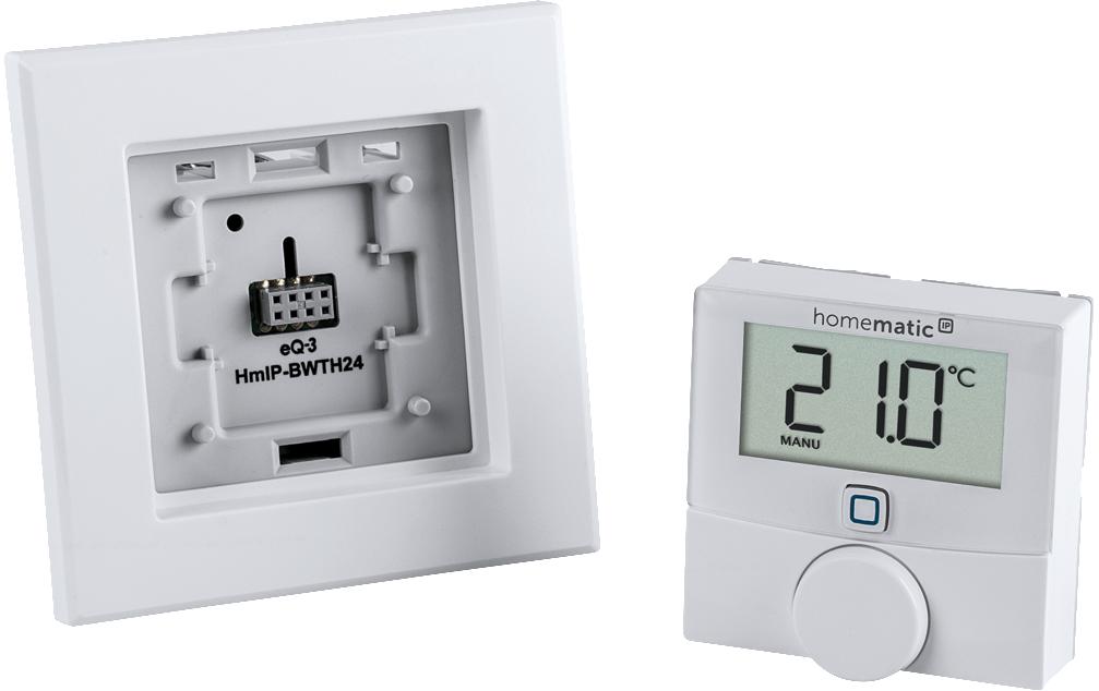 Smart Home Funk-Wandthermostat mit Schaltausgang 24 VWandthermostat mit Schaltausgang für Markenschalter – HmIP-BWTH24